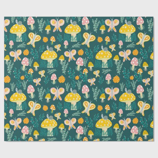 Magische paddenstoelen Kute Butterflies Slakken La Cadeaupapier (Vlak)