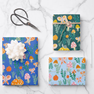 Magische paddenstoelen Kute Butterflies Slakken La Inpakpapier Vel