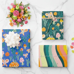 Magische paddenstoelen Kute Butterflies Slakken La Inpakpapier Vel