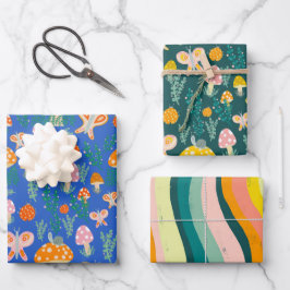 Magische paddenstoelen Kute Butterflies Slakken La Inpakpapier Vel