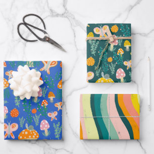 Magische paddenstoelen Kute Butterflies Slakken La Inpakpapier Vel