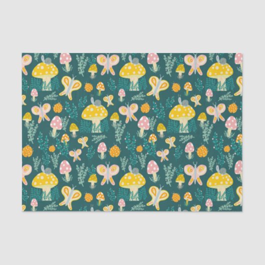 Magische paddenstoelen Kute Butterflies Slakken La Tissuepapier (Voorkant)