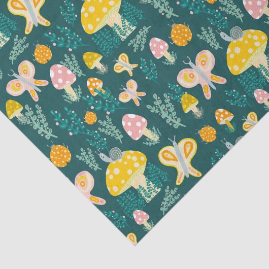 Magische paddenstoelen Kute Butterflies Slakken La Tissuepapier (Detail)