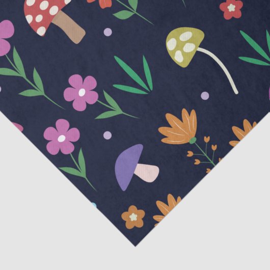 Magische paddenstoelen met grillig bloemenpatroon tissuepapier (Detail)