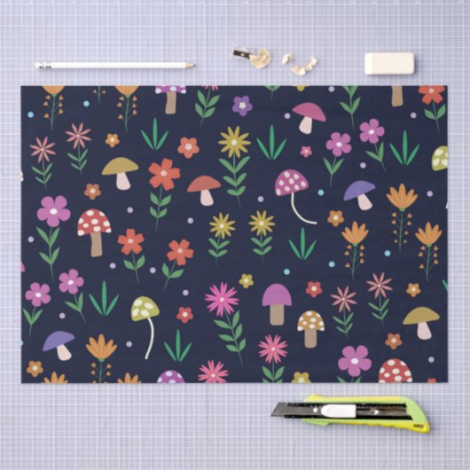 Magische paddenstoelen met grillig bloemenpatroon tissuepapier (Craft)