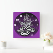 Magische paddenstoelen met optisch design vierkant vierkante klok (Huis)