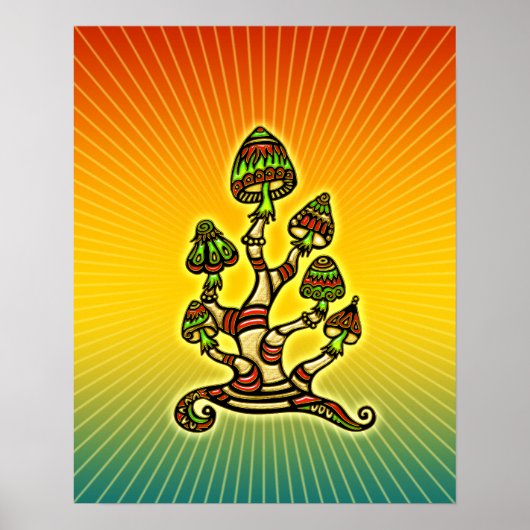 Magische paddenstoelen - psychedelisch poster (Voorkant)