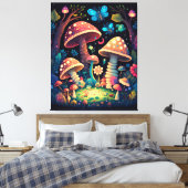 Magische paddenstoelen vlinders canvas afdruk (Insitu (Slaapkamer))