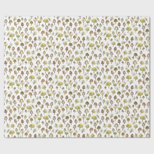 Magische paddenstoelen Waterverf Forest Pattern Gi Cadeaupapier (Vlak)
