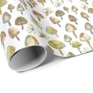 Magische paddenstoelen Waterverf Forest Pattern Gi Cadeaupapier