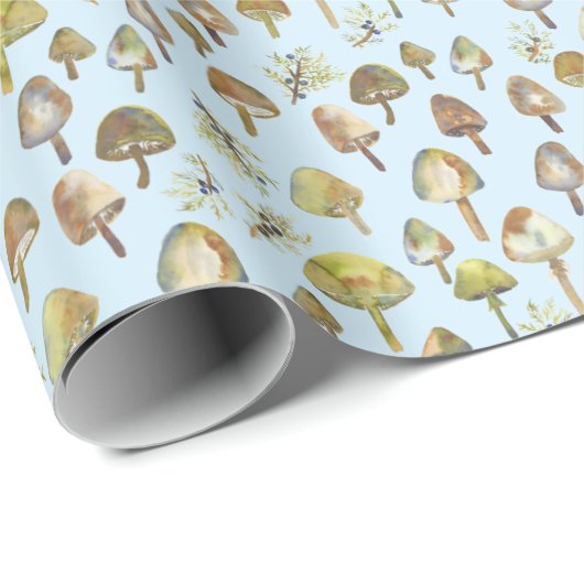 Magische paddenstoelen Waterverf Forest Pattern Gi Cadeaupapier (Rol Hoek)
