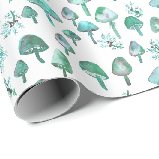 Magische paddenstoelen Waterverf Forest Pattern Gi Cadeaupapier (Rol Hoek)