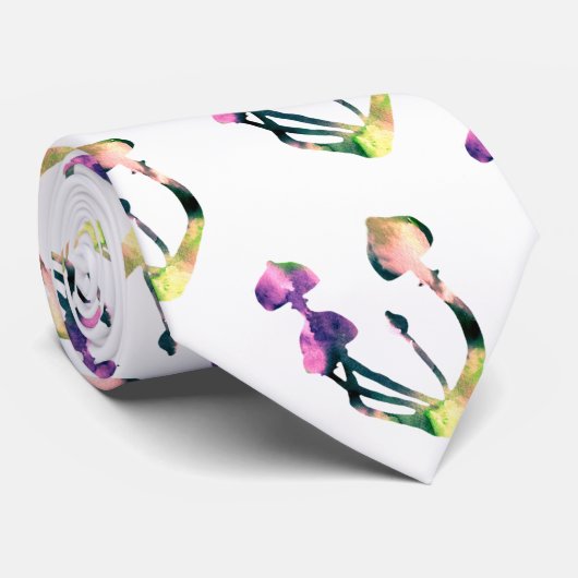 Magische paddenstoelen Waterverf Paarse kunst Stropdas (Opgerold)