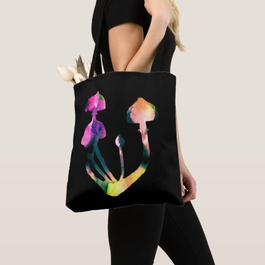 Magische paddenstoelen Waterverf Paarse kunst Tote Bag (Dichtbij)