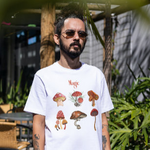 Magische paddenstoelen yogha meditatie camping art t-shirt