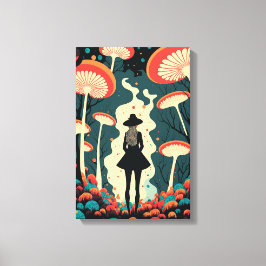 Magische Paddenstoelenbos Canvasprint | Trippy Kun Canvas Afdruk