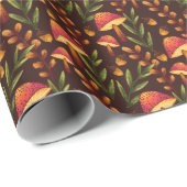 Magische paddenstoelenbos op bruin cadeaupapier (Rol Hoek)