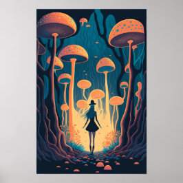 Magische Paddenstoelenbos Poster | Trippy Kunst 3
