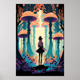 Magische Paddenstoelenbos Poster | Trippy Kunst 4