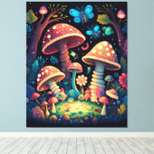 Magische paddestoelen canvas afdruk (Insitu (Houten vloer))