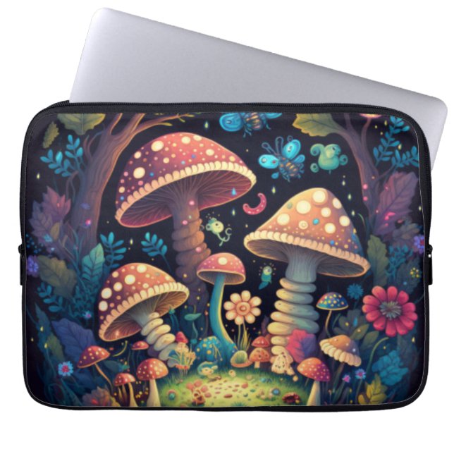 Magische paddestoelen laptop sleeve (Voorkant)