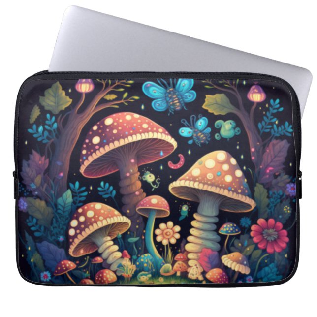 Magische paddestoelen laptop sleeve (Voorkant)