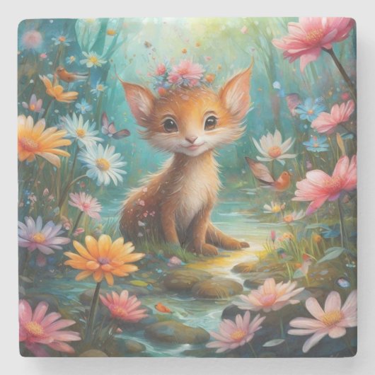 Magische paddestoelen stenen onderzetter (Voorkant)