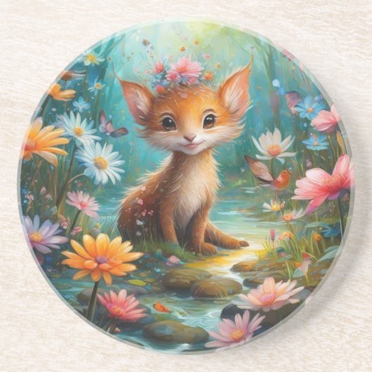 Magische paddestoelen zandsteen onderzetter (Voorkant)