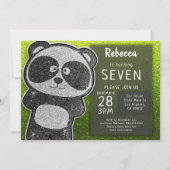 Magische Panda Birthday Black en White Glitter Kaart (Voorkant)