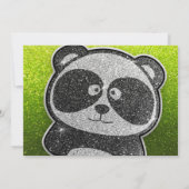 Magische Panda Birthday Black en White Glitter Kaart (Achterkant)
