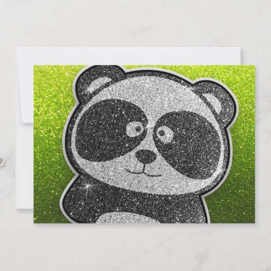 Magische Panda Birthday Black en White Glitter Kaart (Achterkant)