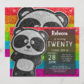 Magische Panda Verjaardag Zwart en Wit Glitters Kaart (Voorkant / Achterkant)