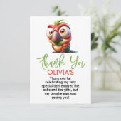 Magische papegaai karikaturen 1e verjaardag bedankkaart (Staand voorkant)