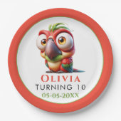 Magische papegaai karikaturen 1e verjaardag papieren bordje (Voorkant)