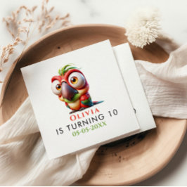 Magische papegaai karikaturen 1e verjaardag servet