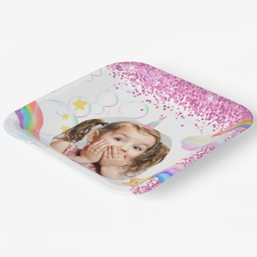 Magische partij gepersonaliseerde fotopapier Borde Papieren Bordje (Gebogen)