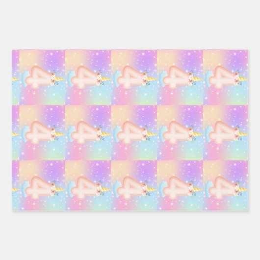 Magische Party Wrapping Paper Flat Sheet Set van 3 (Voorkant 2)