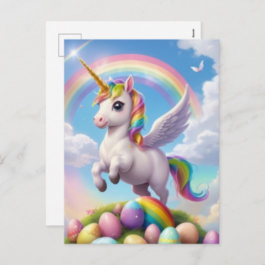 Magische Pasen Eenhoorn Feestdagenkaart (Voorkant / Achterkant)