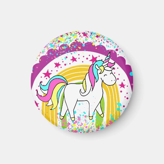 Magische  pasta Unicorn Rainbow Stars Magneet (Voorkant)
