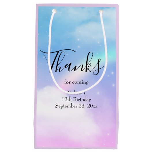 Magische pasta's en een regenboog bedankt klein cadeauzakje (Voorkant)