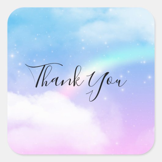 Magische pasta's en een regenboog bedankt vierkante sticker (Voorkant)
