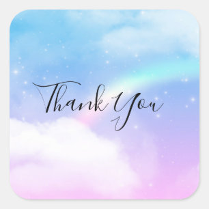 Magische pasta's en een regenboog bedankt vierkante sticker