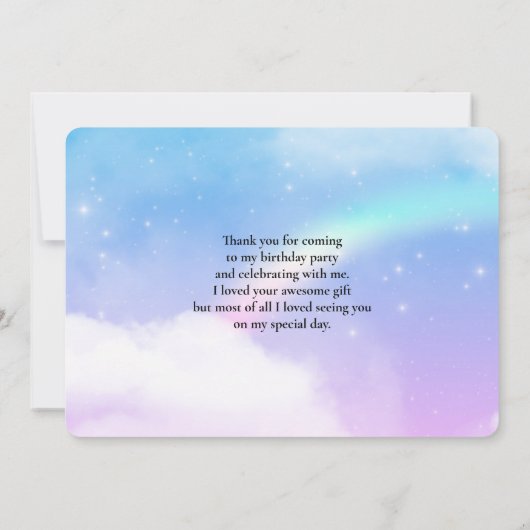 Magische pasta's en regenboog bedankkaart (Achterkant)