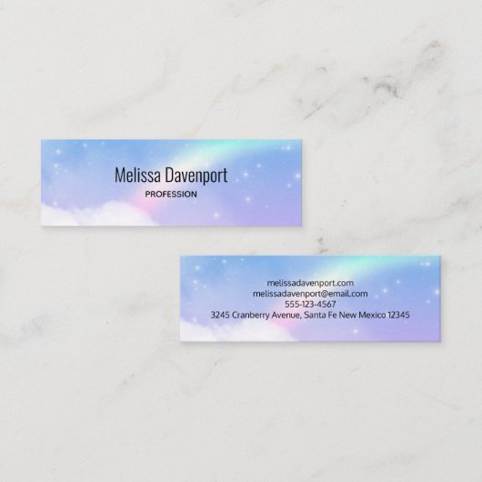 Magische pasta's en regenboog mini visitekaartje (Voorkant / Achterkant)