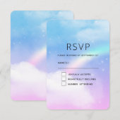 Magische pasta's en regenboog RSVP kaartje (Voorkant / Achterkant)
