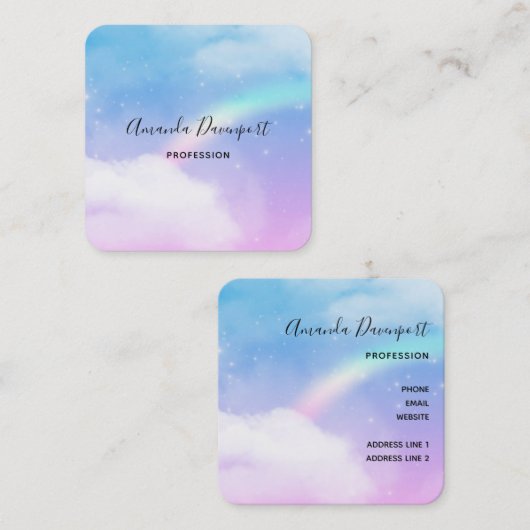 Magische pasta's en regenboog vierkante visitekaartje (Voorkant / Achterkant)