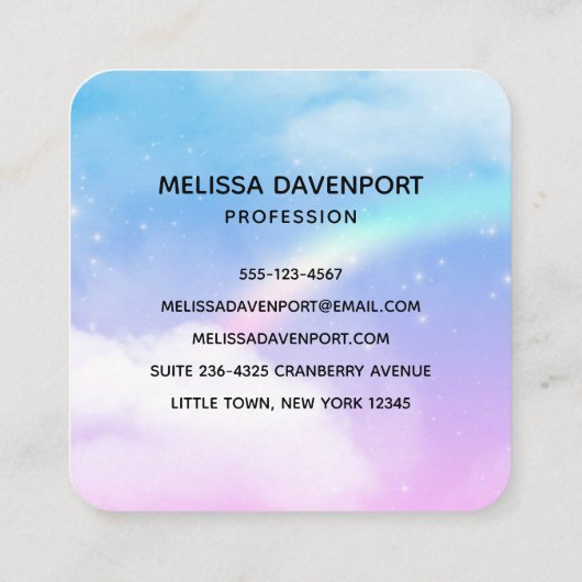 Magische pasta's en regenboog vierkante visitekaartje (Achterkant)