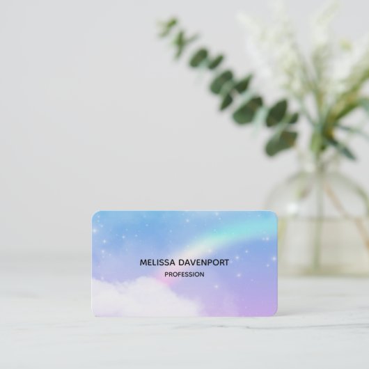 Magische pasta's en regenboog visitekaartje (Staand voorkant)