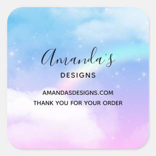 Magische pasta's en regenboogbedrijven vierkante sticker (Voorkant)