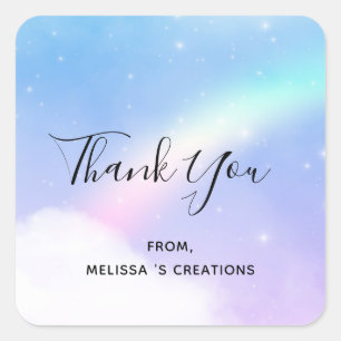 Magische pasta's en regenboogbedrijven vierkante sticker